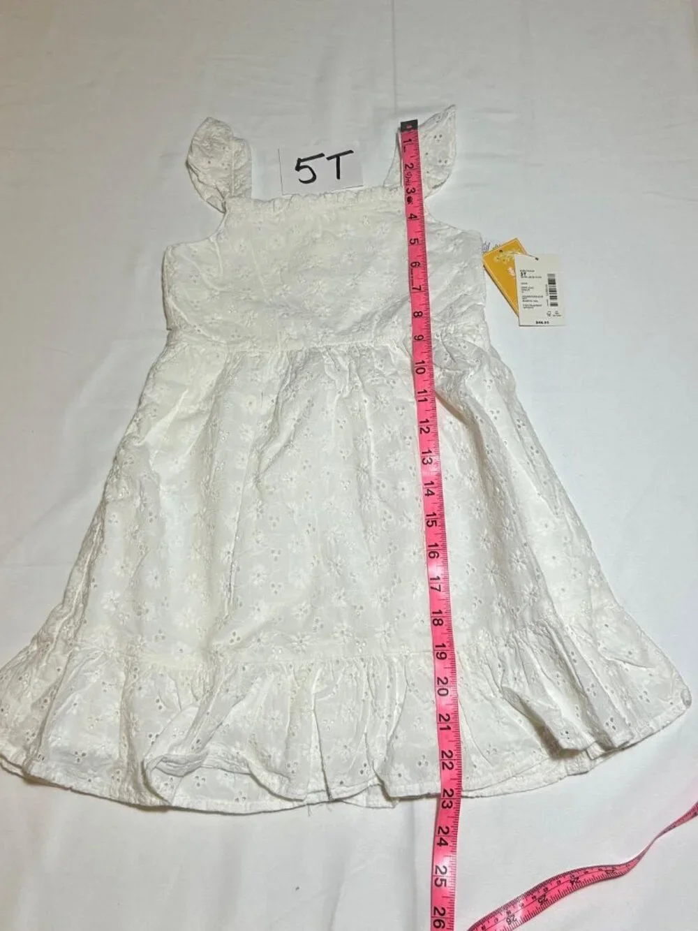 Gymboree Girls White Bunny's Tail Sleeveless Eyelit Flutter Dress Prairie Fields
